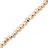 Top Glas Facett Perlen 4x3mm Rondellen Metallic champagne