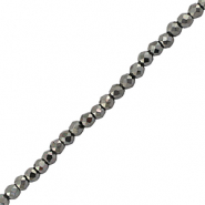Top Glas Facett Perlen 2mm Rund Metallic gunmetal