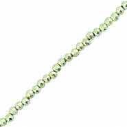 Top Glas Facett Perlen 2mm Rund Metallic green