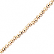 Top Glas Facett Perlen 2mm Rund Metallic champagne
