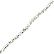 Top Glas Facett Perlen 2mm Rund Metallic silver