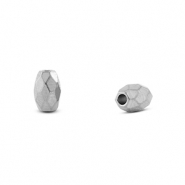 Stainless steel - Rostfrei Stahl Perlen Facett Oval Silver