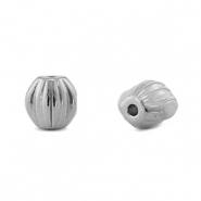 Stainless steel - Rostfrei Stahl Perlen Oval Silver