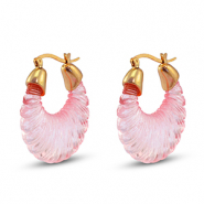 Trendy Resin Ohrringe Oval Gold-transparent pink