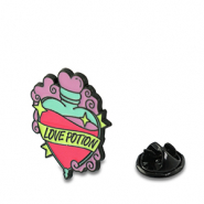Anstecker "Love potion" Lilac pink-magenta-light green