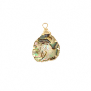 Resin Anh&auml;nger mit Imitation Muschel Irregular Gold-ocean green