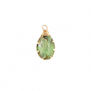 Resin Anh&auml;nger mit Imitation Muschel Oval Gold-ocean green