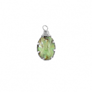 Resin Anh&auml;nger mit Imitation Muschel Oval Silver-ocean green