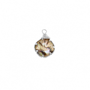 Resin Anh&auml;nger mit Imitation Muschel Rund Silver-taupe
