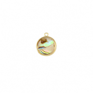 Resin Anh&auml;nger mit Imitation Muschel Rund Gold-taupe