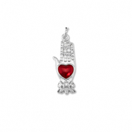 Brass TQ Metall Anh&auml;nger Hand mit Hertz Silver-red