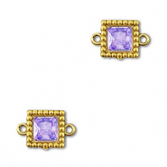 Stainless Steel - Rostfrei Stahl Zwischenst&uuml;cke Zirkonia Viereck Gold-purple