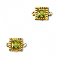 Stainless Steel - Rostfrei Stahl Zwischenst&uuml;cke Zirkonia Viereck Gold-lime green
