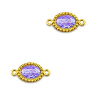Stainless Steel - Rostfrei Stahl Zwischenst&uuml;cke Zirkonia Oval Gold-purple