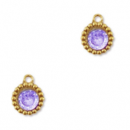 Stainless Steel - Rostfrei Stahl Anh&auml;nger Zirkonia Rund Gold-purple