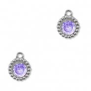 Stainless Steel - Rostfrei Stahl Anh&auml;nger Zirkonia Rund Silver-purple