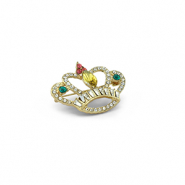 Broschen Krone Gold-green-pink