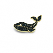 Broschen Wal mit Perle Gold-dark blue-white