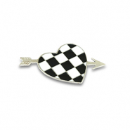 Broschen Herz mit Pfeil Silver-black-white