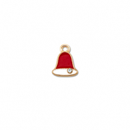 Metall Anh&auml;nger Zirkonia Weihnachtsglocke Gold-rot-wei&szlig;
