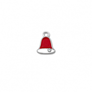 Metall Anh&auml;nger Zirkonia Weihnachtsglocke Silber-rot-wei&szlig;