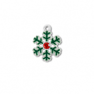 Metall Anh&auml;nger Zirkonia Schneeflocke Silber-gr&uuml;n-rot