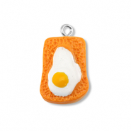 Resin Anh&auml;nger Toast mit Ei Orange-white-yellow