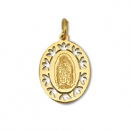 Stainless Steel - Rostfrei Stahl Anh&auml;nger Oval Religi&ouml;se Gold