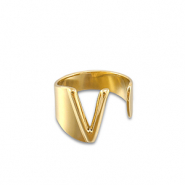 Ringe aus Stainless Steel - Rostfreiem Stahl Buchstabe V Gold