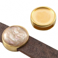 DQ Metall Schieber Fassungen f&uuml;r 12mm Cabochon (f&uuml;r Leder flach 10mm) Gold (Nickelfrei)