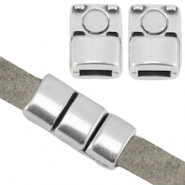 DQ Metall Magnet Verschluss (f&uuml;r 5mm flach Leder) Antik silber (Nickelfrei)