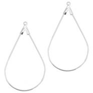 Metall Zubeh&ouml;r DQ Creolen H&auml;nger oval Silber (Nickelfrei)
