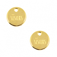 Metall Anh&auml;nger DQ 12mm "sisters" Gold (Nickelfrei)