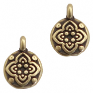 Metall Anh&auml;nger DQ mit Blume Antik bronze (Nickelfrei)