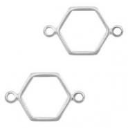 Metall Anh&auml;nger DQ Zwischenst&uuml;ck Hexagon Antik silber (Nickelfrei)