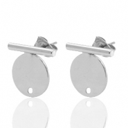Metall Zubeh&ouml;r DQ Earpin Bar mit Zirkel 20x14mm Antik silber (nickelfrei)