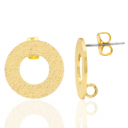 Metall Zubeh&ouml;r DQ Earpin Rund mit &Ouml;se Gold (Nickelfrei)