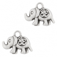Metall Anh&auml;nger DQ Elefant mit Ohm Zeichen Antik silber (Nickelfrei)