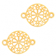 Metall Anh&auml;nger DQ Zwischenst&uuml;ck Blume rund 15mm Gold (Nickelfrei)
