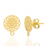 Ohrringe aus Stainless Steel - Rostfreiem Stahl Ohrstecker Blume mit &Ouml;se Gold