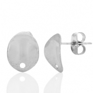 Ohrringe aus Stainless Steel - Rostfreiem Stahl Ohrstecker oval mit &Ouml;se Silber