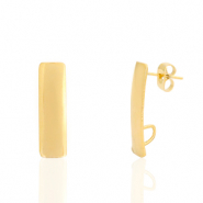 Ohrringe aus Stainless Steel - Rostfreiem Stahl Ohrstecker Rechteck mit &Ouml;se Gold
