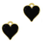 Metall Anh&auml;nger DQ Herz Gold-schwarz (Nickelfrei)