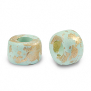 DQ Griechische Keramik Perlen Gold Spot 9mm Light turquoise