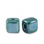 DQ Griechische Keramik Perlen Cube 5mm Petrol blue