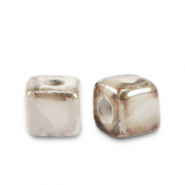 DQ Griechische Keramik Perlen Cube 5mm Beige-brown