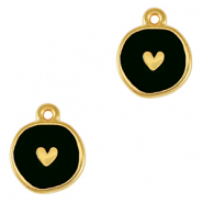 Metall Anh&auml;nger DQ Herz Gold-black (Nickelfrei)