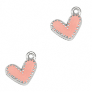 Metall Anh&auml;nger DQ Herz Antik silber-salmon pink (nikkelvrij)