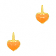 Metall Anh&auml;nger DQ Herz Gold-neon orange (Nickelfrei)