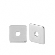 Metall Perlen DQ Disc Viereck 6mm Antik Silber (Nickelfrei)